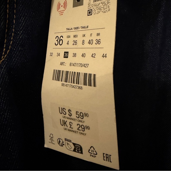 ZARA STRAIGHT FIT HIGH WAIST JEANS SIZE 4 reg $59.90 - Picture 10 of 13